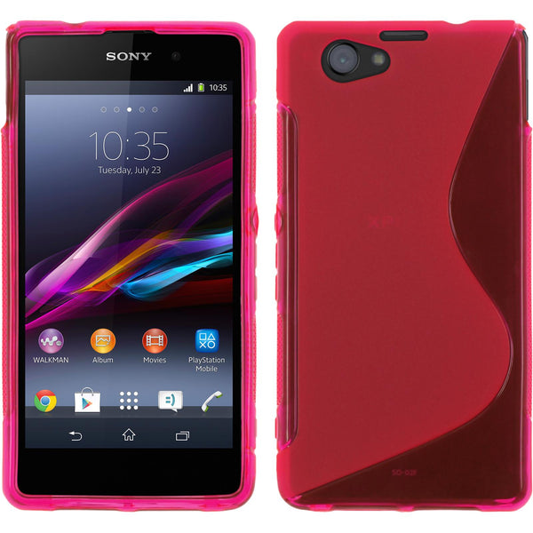 PhoneNatic Case kompatibel mit Sony Xperia Z1 Compact - pink Silikon Hülle S-Style + 2 Schutzfolien