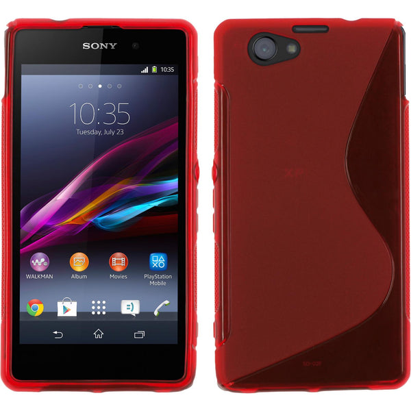 PhoneNatic Case kompatibel mit Sony Xperia Z1 Compact - rot Silikon Hülle S-Style + 2 Schutzfolien