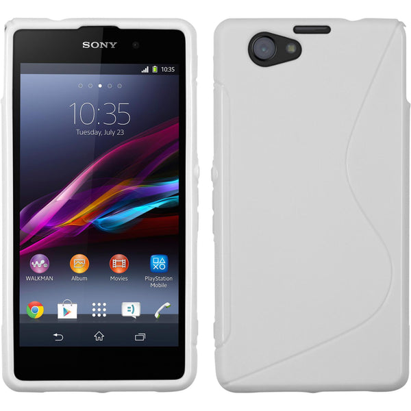 PhoneNatic Case kompatibel mit Sony Xperia Z1 Compact - weiß Silikon Hülle S-Style + 2 Schutzfolien