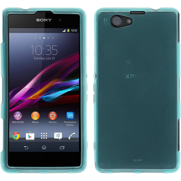 PhoneNatic Case kompatibel mit Sony Xperia Z1 Compact - türkis Silikon Hülle transparent + 2 Schutzfolien