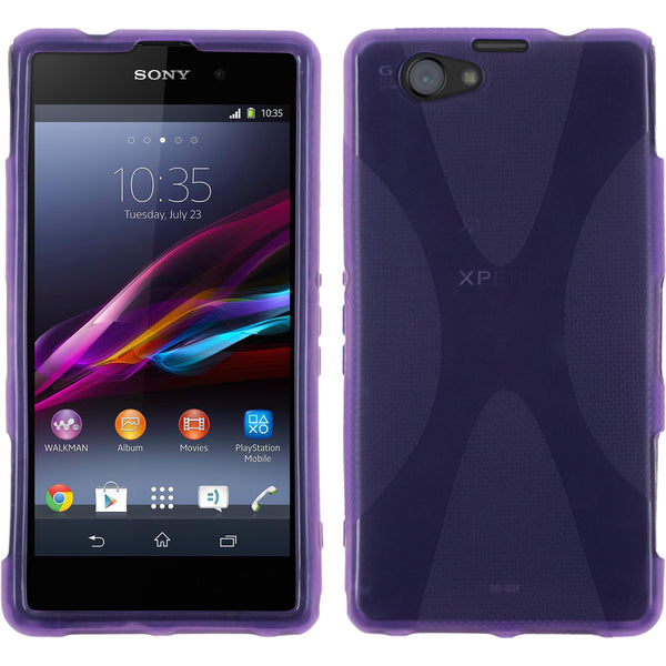 PhoneNatic Case kompatibel mit Sony Xperia Z1 Compact - lila Silikon Hülle X-Style + 2 Schutzfolien