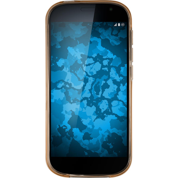 PhoneNatic Case kompatibel mit Yota Yotaphone 2 - gold Silikon Hülle transparent + 2 Schutzfolien