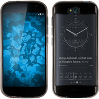 PhoneNatic Case kompatibel mit Yota Yotaphone 2 - grau Silikon Hülle transparent + 2 Schutzfolien