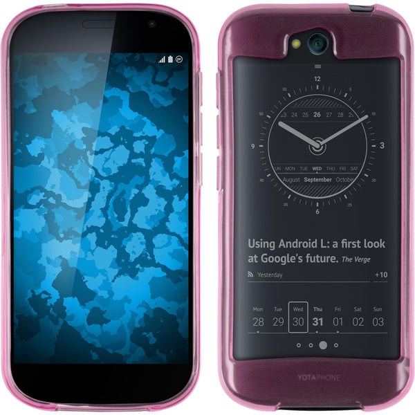 PhoneNatic Case kompatibel mit Yota Yotaphone 2 - rosa Silikon Hülle transparent + 2 Schutzfolien