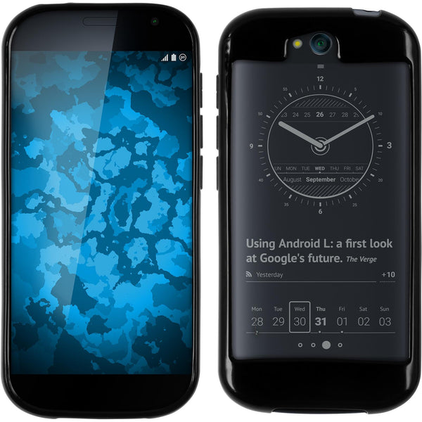 PhoneNatic Case kompatibel mit Yota Yotaphone 2 - schwarz Silikon Hülle transparent + 2 Schutzfolien