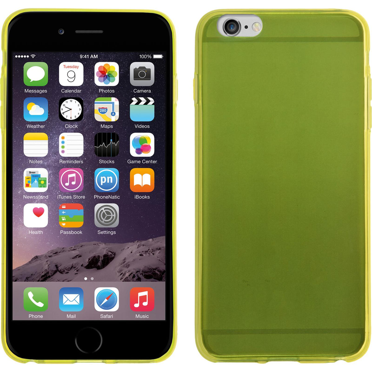 PhoneNatic Case kompatibel mit Apple iPhone 6 Plus / 6s Plus - gelb Silikon Hülle Slimcase + 2 Schutzfolien