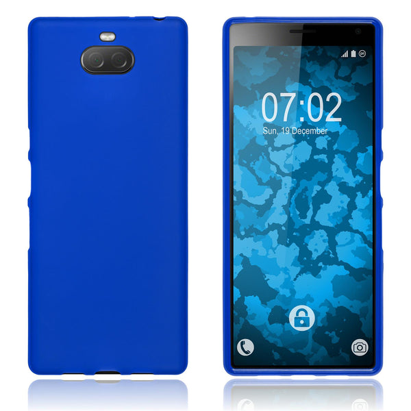 PhoneNatic Case kompatibel mit Sony Xperia 10 Plus - blau Silikon Hülle matt + 2 Schutzfolien