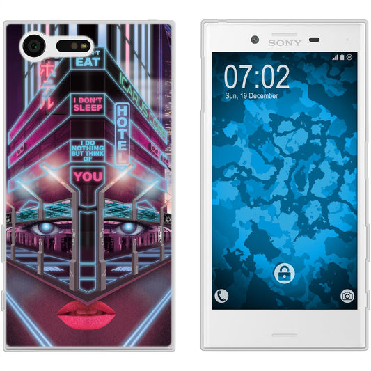 Xperia X Compact Silikon-Hülle Retro Wave Cyberpunk.02 M5 Ca