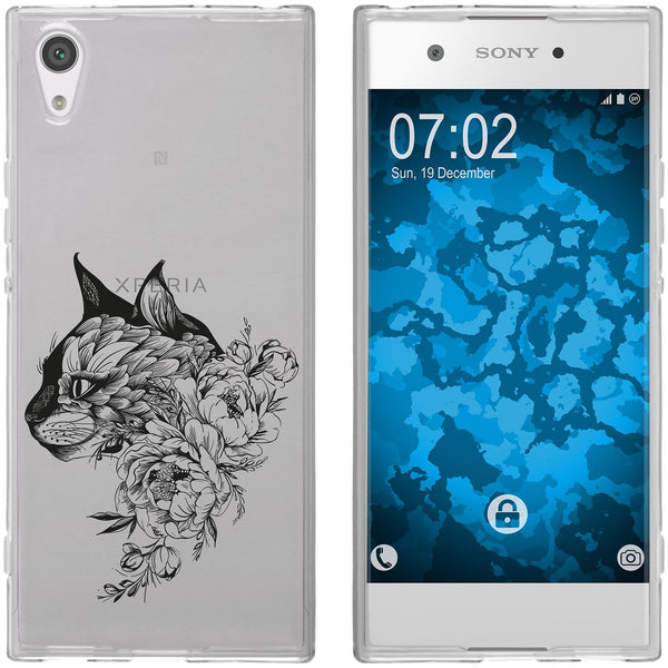 Xperia XA1 Silikon-Hülle Floral Katze M2-1 Case