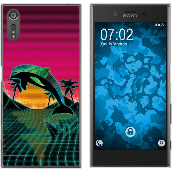 Xperia XZs Silikon-Hülle Retro Wave Delphin M1 Case