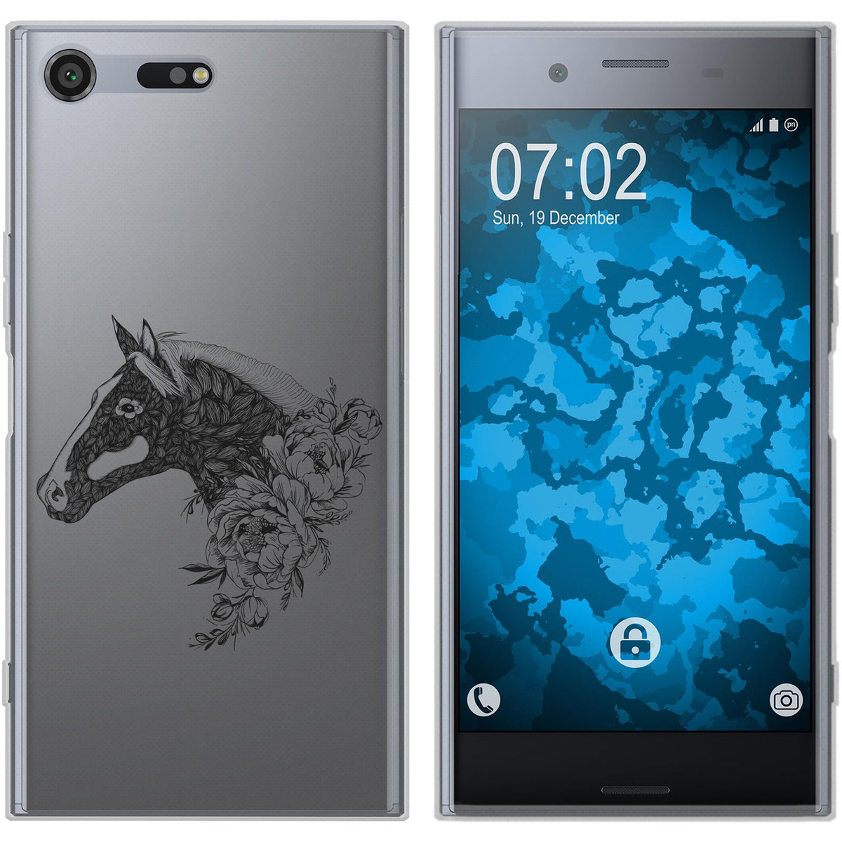 Xperia XZ Premium Silikon-Hülle Floral Pferd M5-1 Case