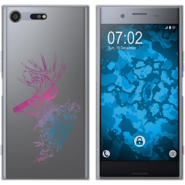 Xperia XZ Premium Silikon-Hülle Floral Hirsch M7-6 Case