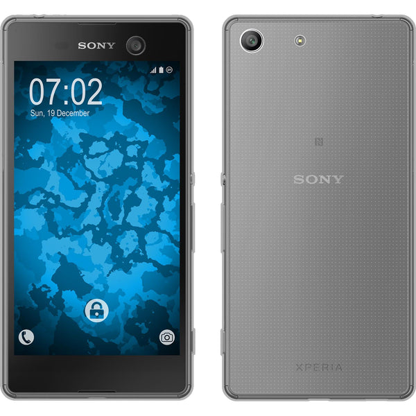 PhoneNatic Case kompatibel mit Sony Xperia M5 - grau Silikon Hülle Slimcase Cover