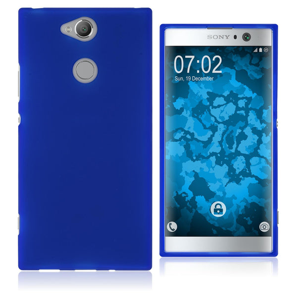 PhoneNatic Case kompatibel mit Sony Xperia XA2 - blau Silikon Hülle matt Cover