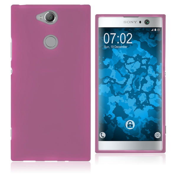 PhoneNatic Case kompatibel mit Sony Xperia XA2 - pink Silikon Hülle matt Cover