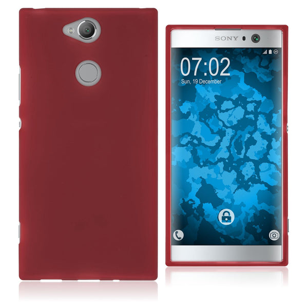 PhoneNatic Case kompatibel mit Sony Xperia XA2 - rot Silikon Hülle matt Cover