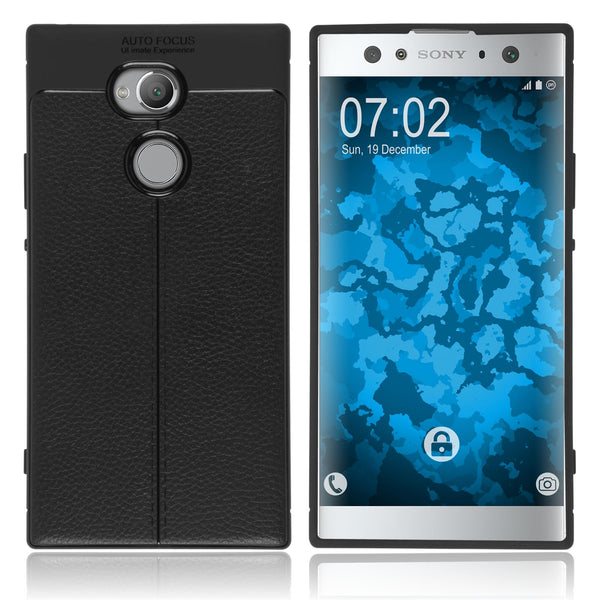 PhoneNatic Case kompatibel mit Sony Xperia XA2 Ultra - schwarz Silikon Hülle Lederoptik Cover