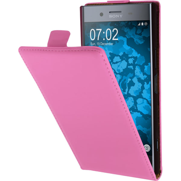 Kunst-Lederhülle für Sony Xperia XZ Premium Flip-Case pink +