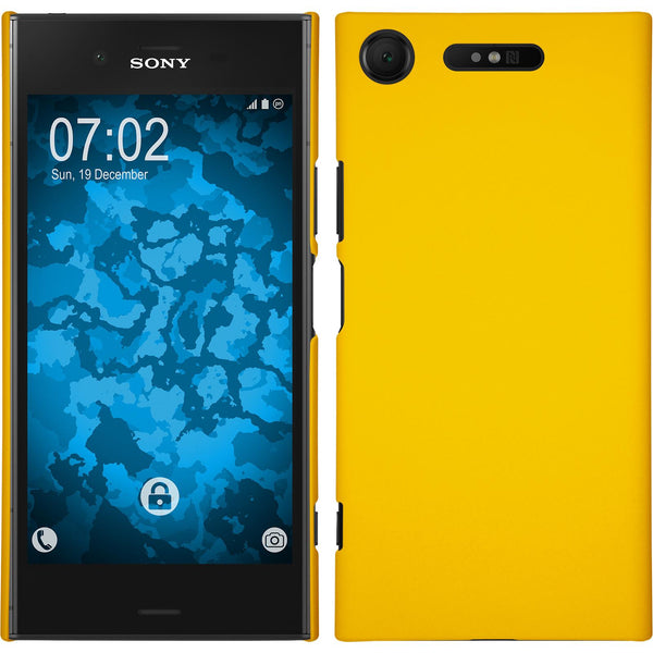 Hardcase für Sony Xperia XZ1 gummiert gelb