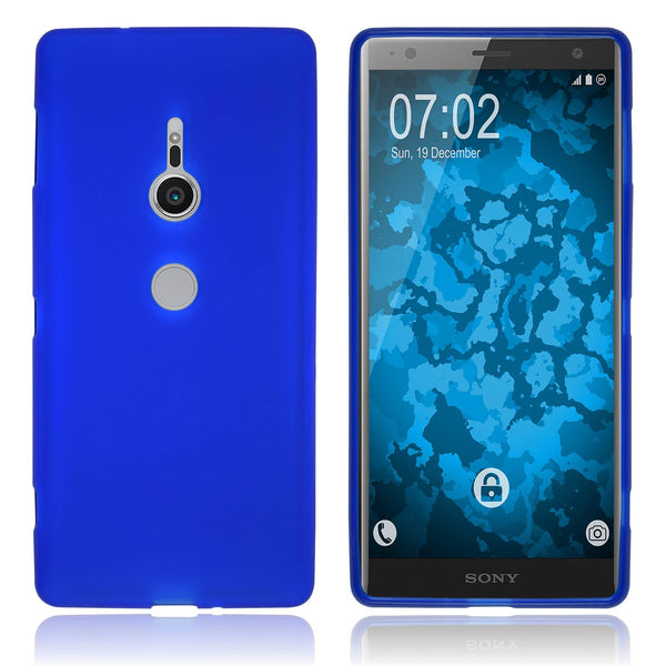 PhoneNatic Case kompatibel mit Sony Xperia XZ2 - blau Silikon Hülle matt Cover