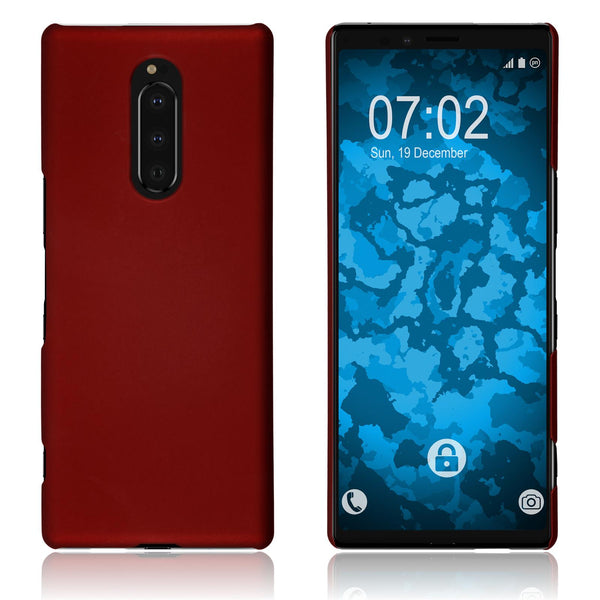 PhoneNatic Case kompatibel mit Sony Xperia 1 - rot Silikon Hülle gummiert Cover