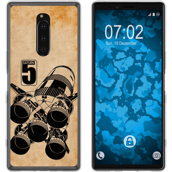 Xperia 1 Silikon-Hülle Space Moon Rocket M3 Case