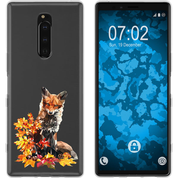 Xperia 1 Silikon-Hülle Vektor Tiere Fuchs M10 Case