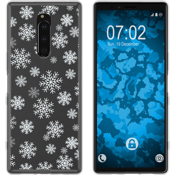 Xperia 1 Silikon-Hülle X Mas Weihnachten Schneeflocken M2 Ca