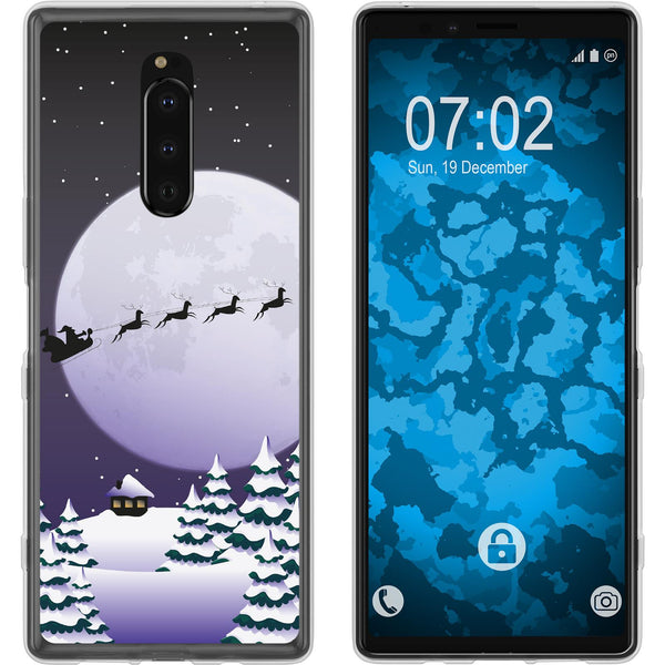 Xperia 1 Silikon-Hülle X Mas Weihnachten Santa - Night M5 Ca