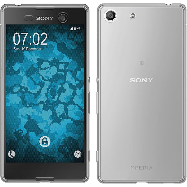 PhoneNatic Case kompatibel mit Sony Xperia M5 - grau Silikon Hülle 360∞ Fullbody Cover