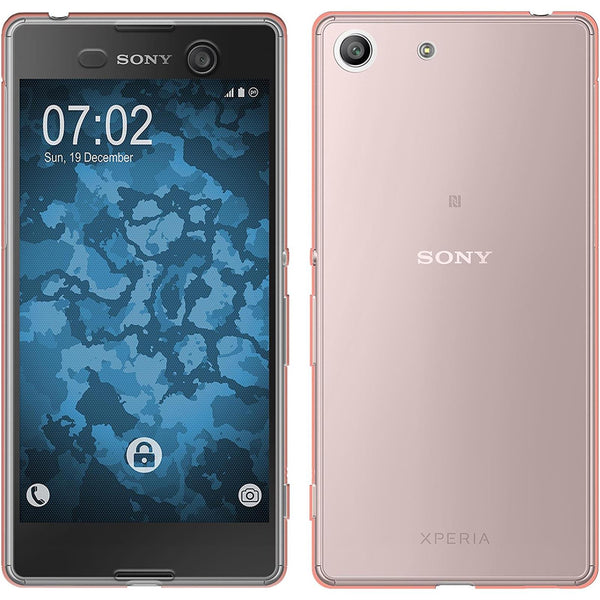 PhoneNatic Case kompatibel mit Sony Xperia M5 - rosa Silikon Hülle 360∞ Fullbody Cover