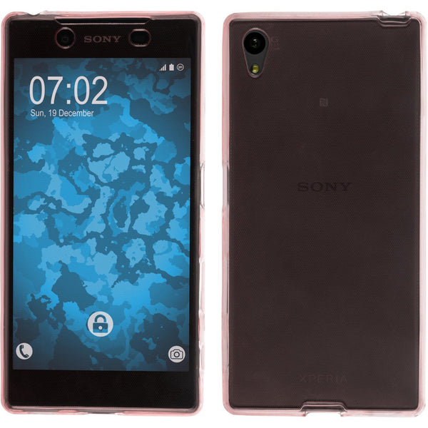 PhoneNatic Case kompatibel mit Sony Xperia Z5 - rosa Silikon Hülle 360∞ Fullbody Cover