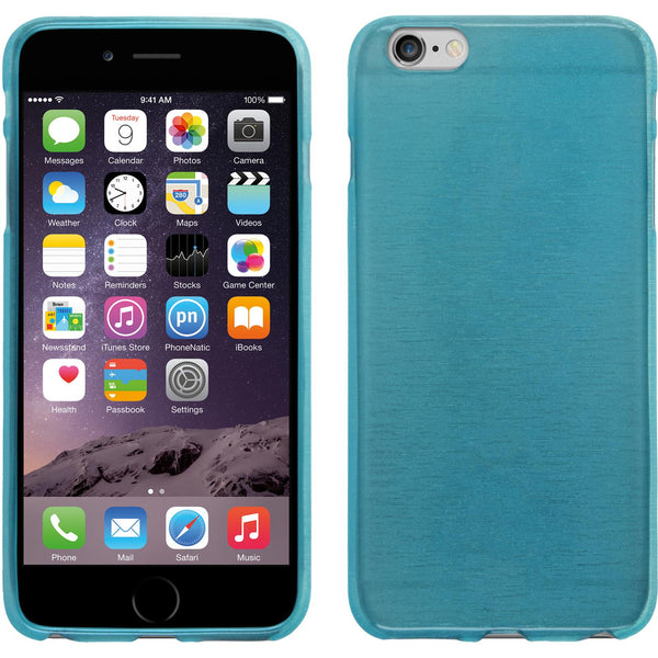 PhoneNatic Case kompatibel mit Apple iPhone 6 Plus / 6s Plus - blau Silikon Hülle brushed + 2 Schutzfolien