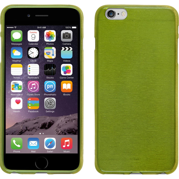 PhoneNatic Case kompatibel mit Apple iPhone 6 Plus / 6s Plus - pastellgrün Silikon Hülle brushed + 2 Schutzfolien