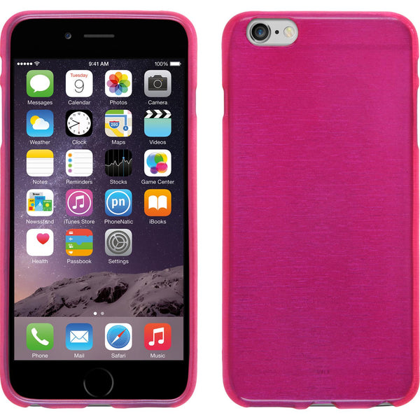 PhoneNatic Case kompatibel mit Apple iPhone 6 Plus / 6s Plus - pink Silikon Hülle brushed + 2 Schutzfolien