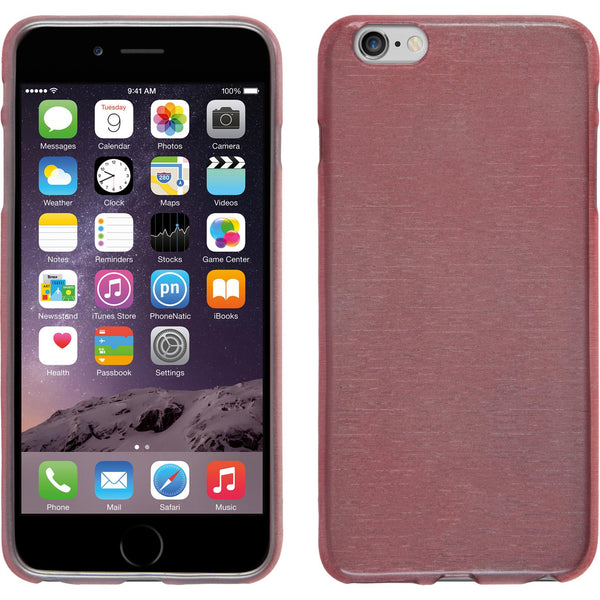 PhoneNatic Case kompatibel mit Apple iPhone 6 Plus / 6s Plus - rosa Silikon Hülle brushed + 2 Schutzfolien