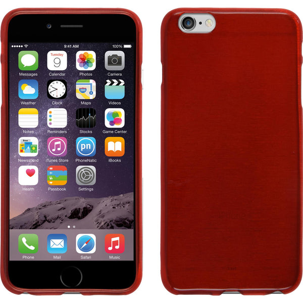 PhoneNatic Case kompatibel mit Apple iPhone 6 Plus / 6s Plus - rot Silikon Hülle brushed + 2 Schutzfolien