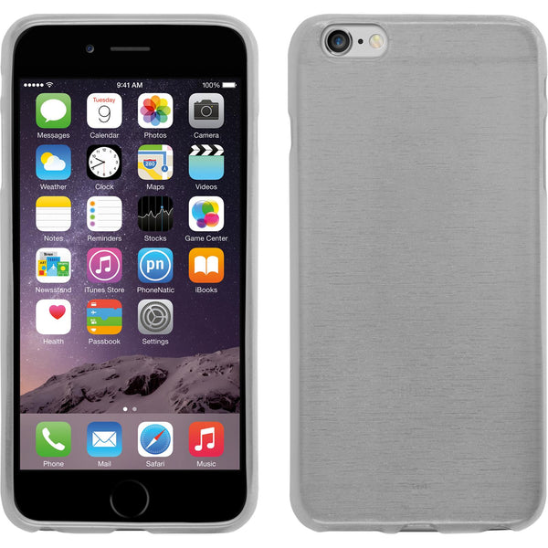 PhoneNatic Case kompatibel mit Apple iPhone 6 Plus / 6s Plus - weiß Silikon Hülle brushed + 2 Schutzfolien
