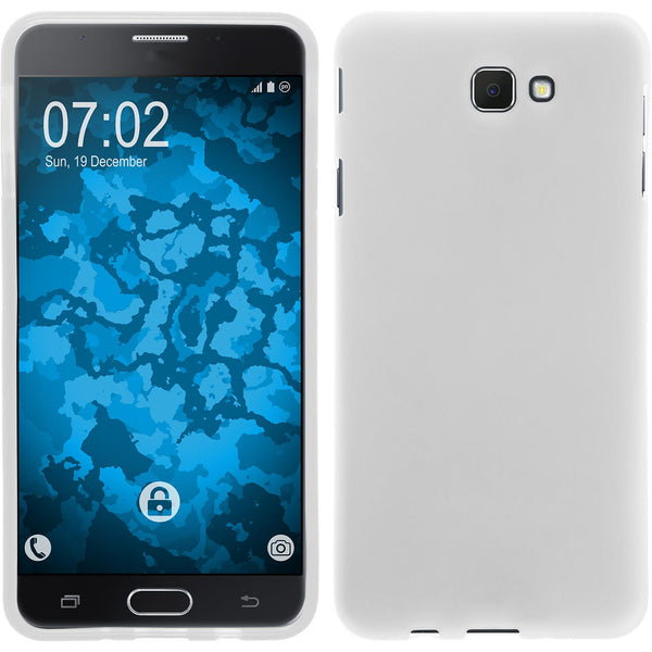 PhoneNatic Case kompatibel mit Samsung Galaxy J7 Prime - weiß Silikon Hülle matt + 2 Schutzfolien