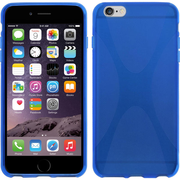 PhoneNatic Case kompatibel mit Apple iPhone 6 Plus / 6s Plus - blau Silikon Hülle X-Style + 2 Schutzfolien