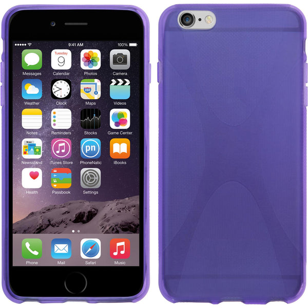 PhoneNatic Case kompatibel mit Apple iPhone 6 Plus / 6s Plus - lila Silikon Hülle X-Style + 2 Schutzfolien