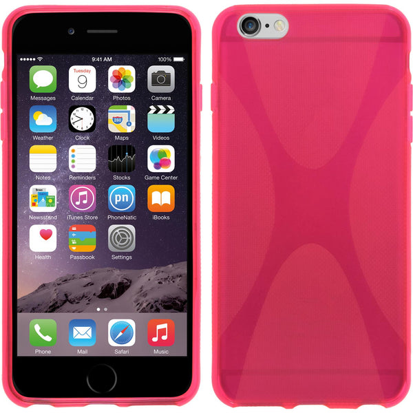 PhoneNatic Case kompatibel mit Apple iPhone 6 Plus / 6s Plus - pink Silikon Hülle X-Style + 2 Schutzfolien