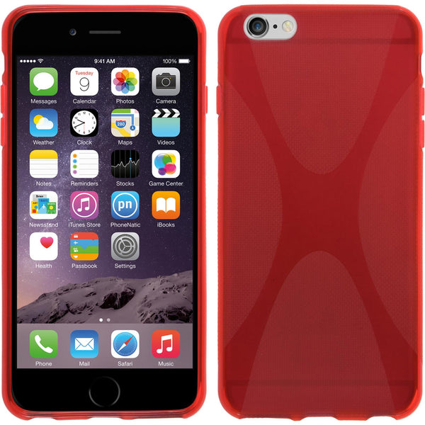 PhoneNatic Case kompatibel mit Apple iPhone 6 Plus / 6s Plus - rot Silikon Hülle X-Style + 2 Schutzfolien