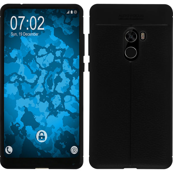PhoneNatic Case kompatibel mit Xiaomi Mi Mix 2 - schwarz Silikon Hülle Lederoptik Cover