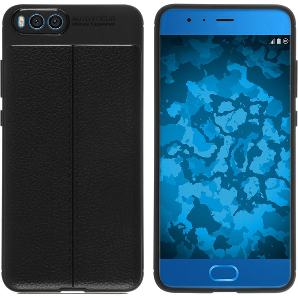 PhoneNatic Case kompatibel mit Xiaomi Mi Note 3 - schwarz Silikon Hülle Lederoptik Cover