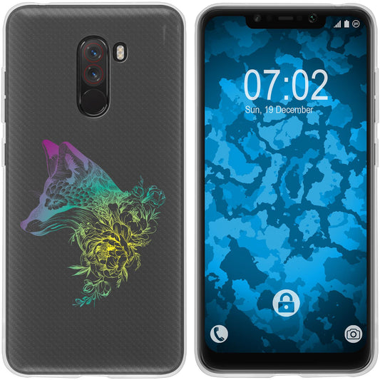 Pocophone F1 Silikon-Hülle Floral Fuchs M1-4 Case