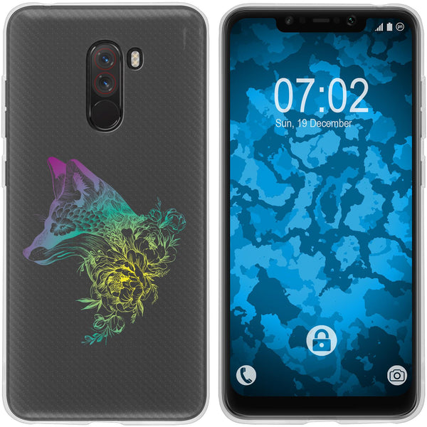 Pocophone F1 Silikon-Hülle Floral Fuchs M1-4 Case