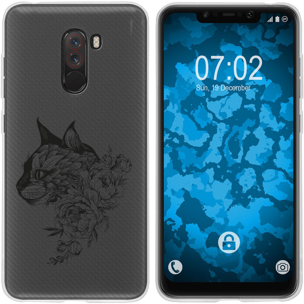 Pocophone F1 Silikon-Hülle Floral Katze M2-1 Case