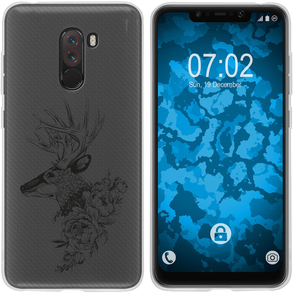 Pocophone F1 Silikon-Hülle Floral Hirsch M7-1 Case