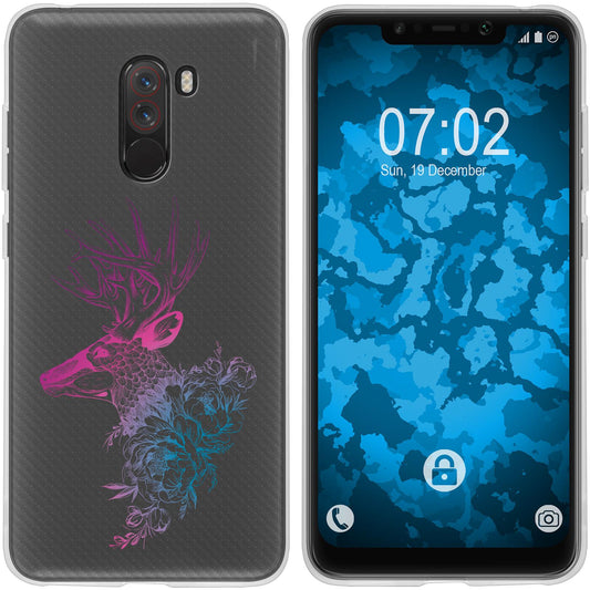 Pocophone F1 Silikon-Hülle Floral Hirsch M7-6 Case